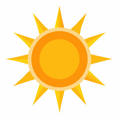Vector Sun Illustration With Radiant Rays In Golden Yellow Tones On White