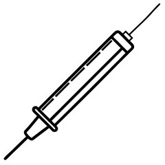 Minimalist Syringe Illustration Vaccine Injection Medical Tool Healthcare Black And White Style