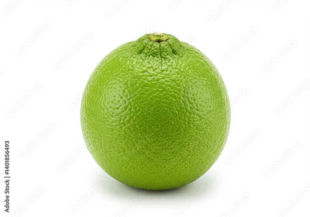 Poster A single green lime is centered on a white background and is brightly and evenly illuminated