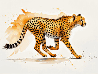 Sunlit velocity cheetah isolated watercolor vector illustration svg  © Arun168