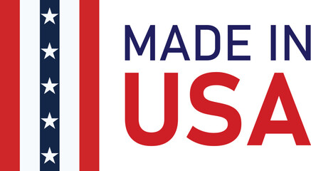 Obraz premium American Made Product Logo with Flag Design. Made in USA Flag graphic design.