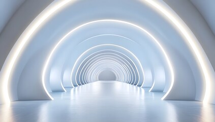 Obraz premium White background with curved lines, 3D rendering, abstract art style, high resolution, and symmetrical composition. 