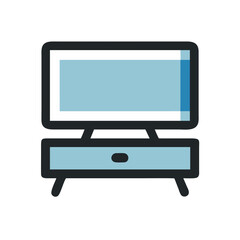 Flat Screen Television on Stand Icon Design
