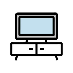 Flat Screen Television on Stand Icon Design