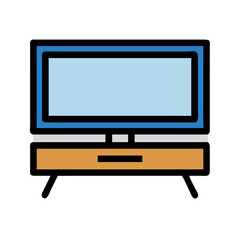 Flat Screen Television on Stand Icon Design
