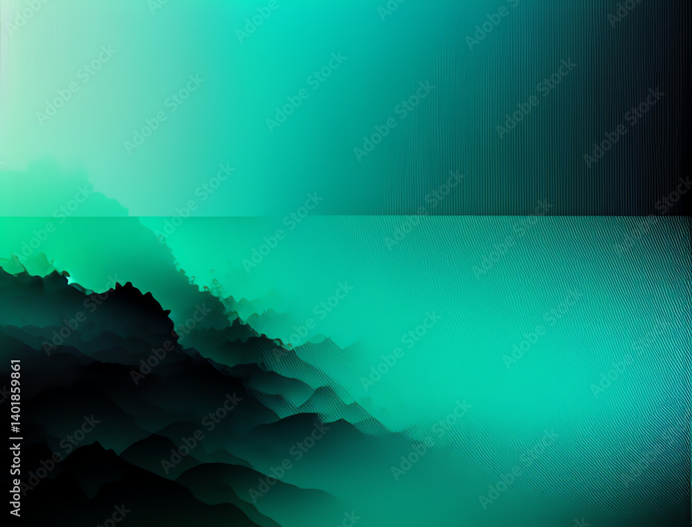 Poster this vibrant abstract landscape showcases flowing patterns in various shades of green and black, cre