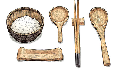 Japanese food illustrator on white background