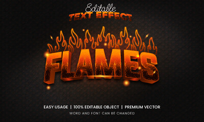 Flames editable text effect premium vector 
