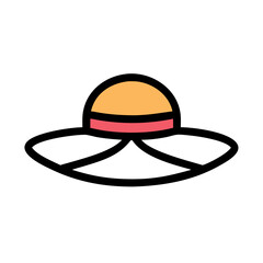 Wide Brimmed Beach Hat with Band Icon Design