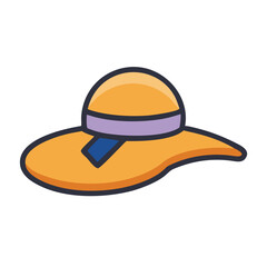 Wide Brimmed Beach Hat with Band Icon Design