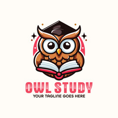 Owl study vector logo design template. Education & learning mascot design illustration.