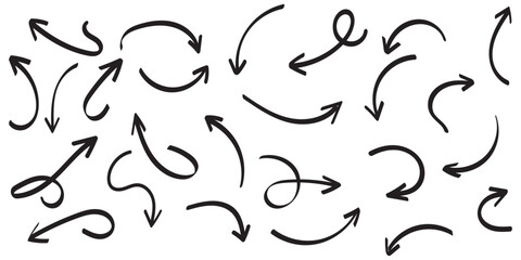 Elegant arrows set for business plan, presentation and education. Sign, Symbol, Hand drawn arrow collection