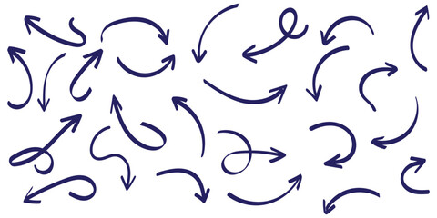 Elegant arrows set for business plan, presentation and education. Sign, Symbol, Hand drawn arrow collection