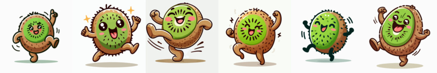 cute kiwi cartoon vector set