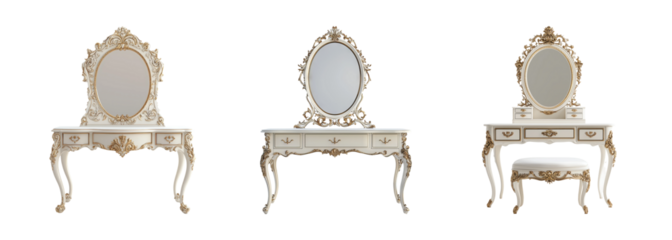 Elegant Vintage Dressing Tables with Mirrors in Classic Style Design