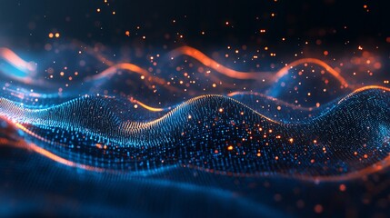 Fototapeta premium Abstract glowing wave particles digital art background