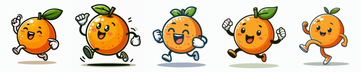 cute cartoon orange vector set