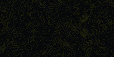 Abstract gold topographic lines on a green background. Golden line waves topographical design. Geographic mountain contours Vector Illustration.