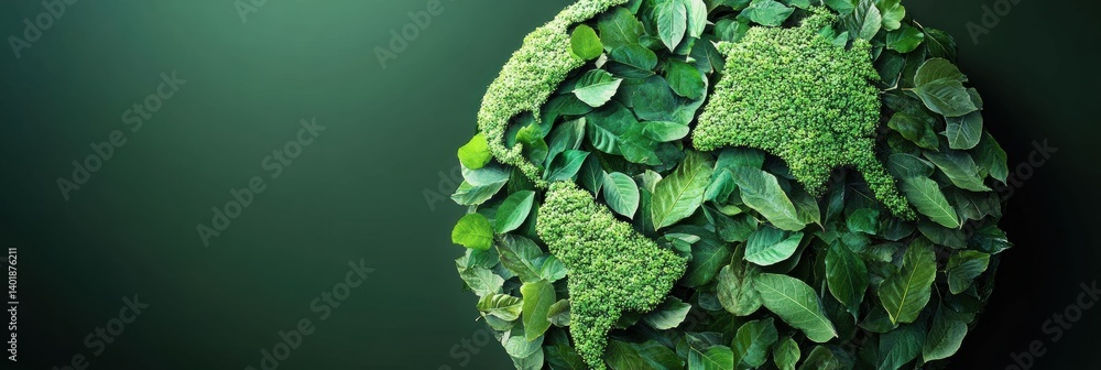 Aufkleber symbolic representation of earth made entirely from green leaves to highlight the importance of envi