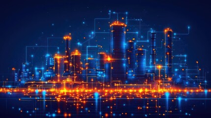 Fototapeta premium Futuristic Smart City: A Digital Metropolis Illuminated