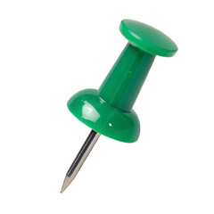 Green push pin isolated on transparent background