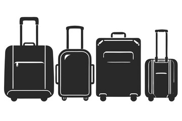 set of luggage bag silhouette vector illustration