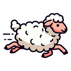 cute sheep running animal flat color vector illustration template design
