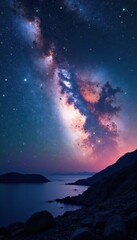 Fototapeta premium Swirling Milky Way galaxy with starry night sky and cosmic dust, astrophysics, asteroid