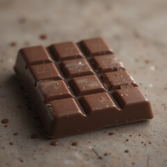 A delicious milk chocolate bar with a glossy finish, set against a rustic backdrop, perfect for sweet cravings.