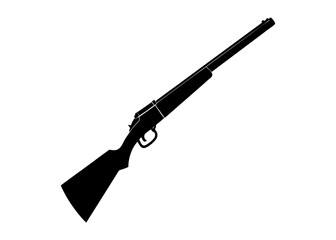 Hunting rifle icon in black style isolated on white background. Hunting symbol stock vector illustration.