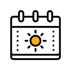 Calendar Marked with Sun Symbol Icon Design