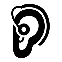 depicting a hearing aid glyph icon for auditory support