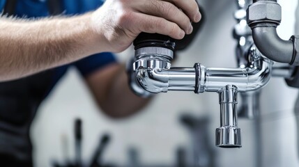 Plumber replacing pipes in a bathroom renovation project. Featuring expertise and care