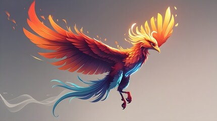 Obraz premium Fiery Phoenix in Flight - Digital Fantasy Art
