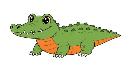 Fototapeta premium Cartoon crocodile illustration friendly character childrens
