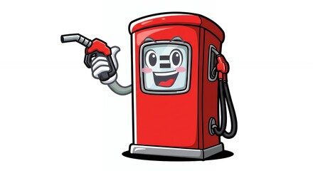Cartoon gas pump illustration for commercial use