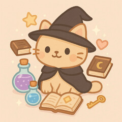 cat using magician suit