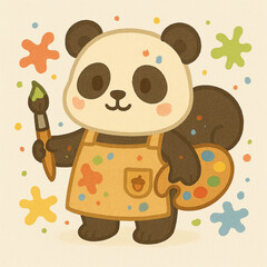 panda using painter suit