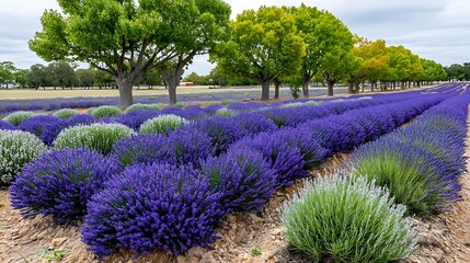 Obraz premium Breathtaking Lavender Fields in Full Bloom Under Clear Blue Skies