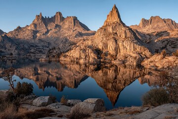 Majestic mountain reflection at dawn sierra nevada nature photography calm waters scenic vista serenity concept