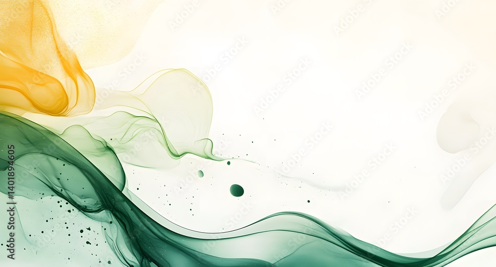 Poster abstract background with a green and white color gradient, simple vector lines, white space in the c