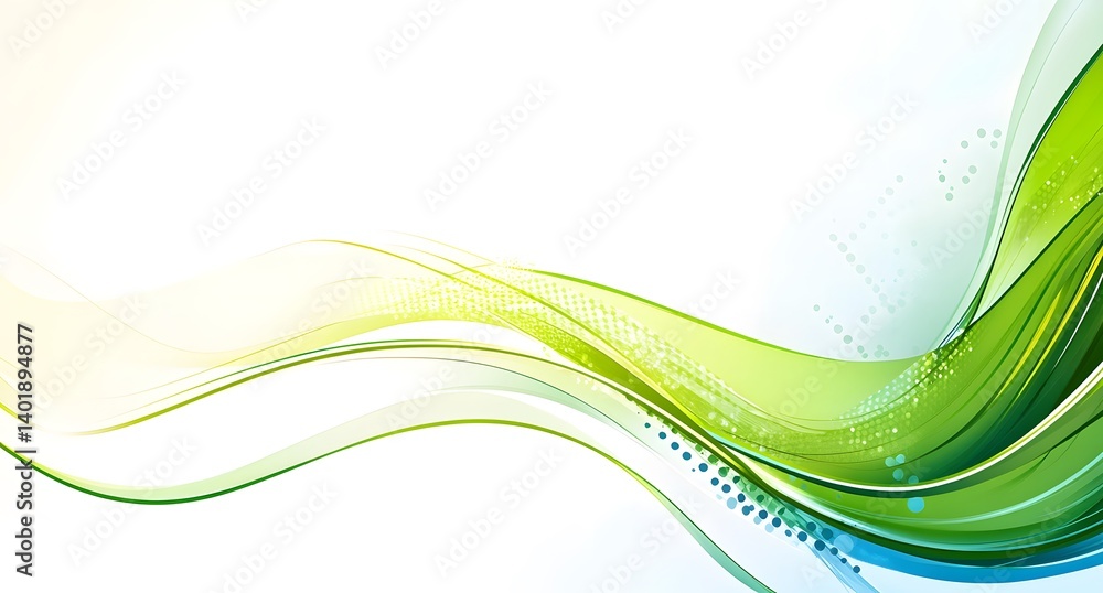 Poster abstract background with a green and white color gradient, simple vector lines, white space in the c
