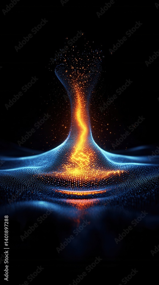 Poster futuristic concept. vibrant abstract digital splash with glowing particles and waves.