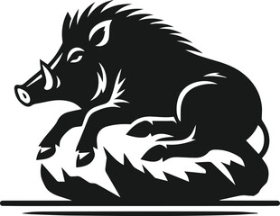 Wild boar silhouette animal vector