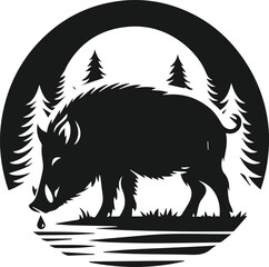 Wild boar silhouette animal vector
