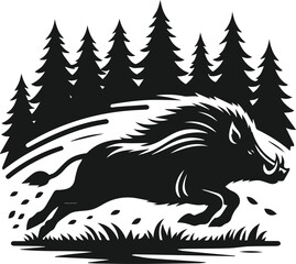 Wild boar silhouette animal vector