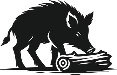 Wild boar silhouette animal vector