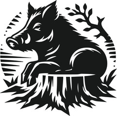 Wild boar silhouette animal vector