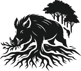 Wild boar silhouette animal vector