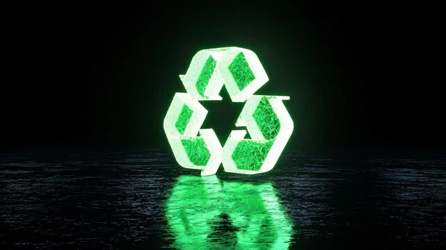 Glowing Green Recycle Symbol: A Digital Representation of Sustainability